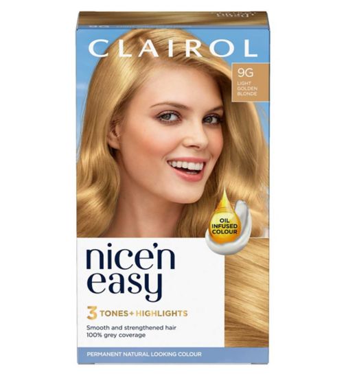 Clairol Nice'n Easy Crème Oil Infused Permanent Hair Dye 9G Light Golden Blonde 177ml