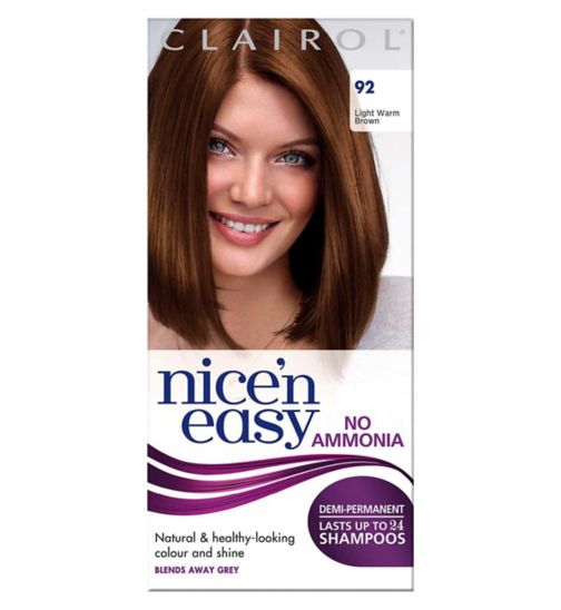 Clairol Nice'n Easy No Ammonia Semi-Permanent Hair Dye 92 Light Warm Brown