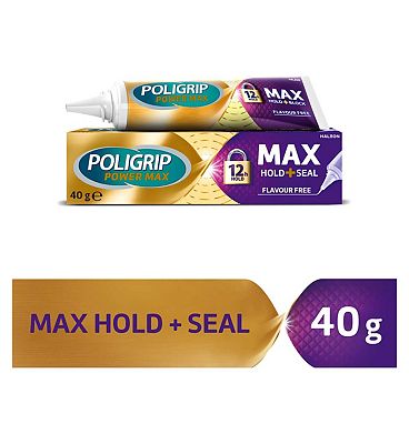 Poligrip Denture Adhesive, Max Hold and Seal Denture Adhesive Cream, 40g