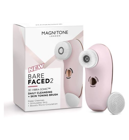 Magnitone BareFaced 2 Vibra-Sonic™ Facial Cleansing and Toning Brush - Pink