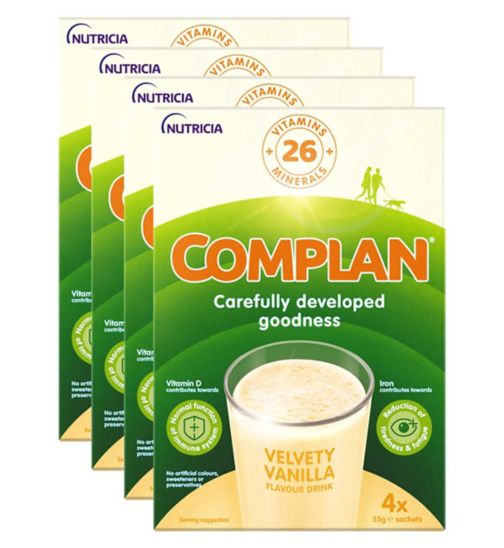 Complan Vanilla Flavour Nutritonal Drink - 4 packs (16 x 55g sachets);Complan Vanilla Nutritional Drink Sachet 4x55g;Complan Vanilla Shake Sachets 4x55g