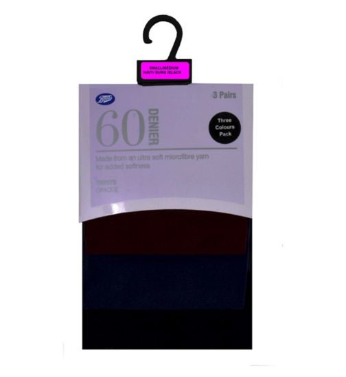 Boots 60D navy burgundy and black tights - 3 pack
