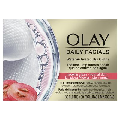 Olay Daily Facials Water Activated Dry Cloths Face Wipes Micellar 30 Cloths