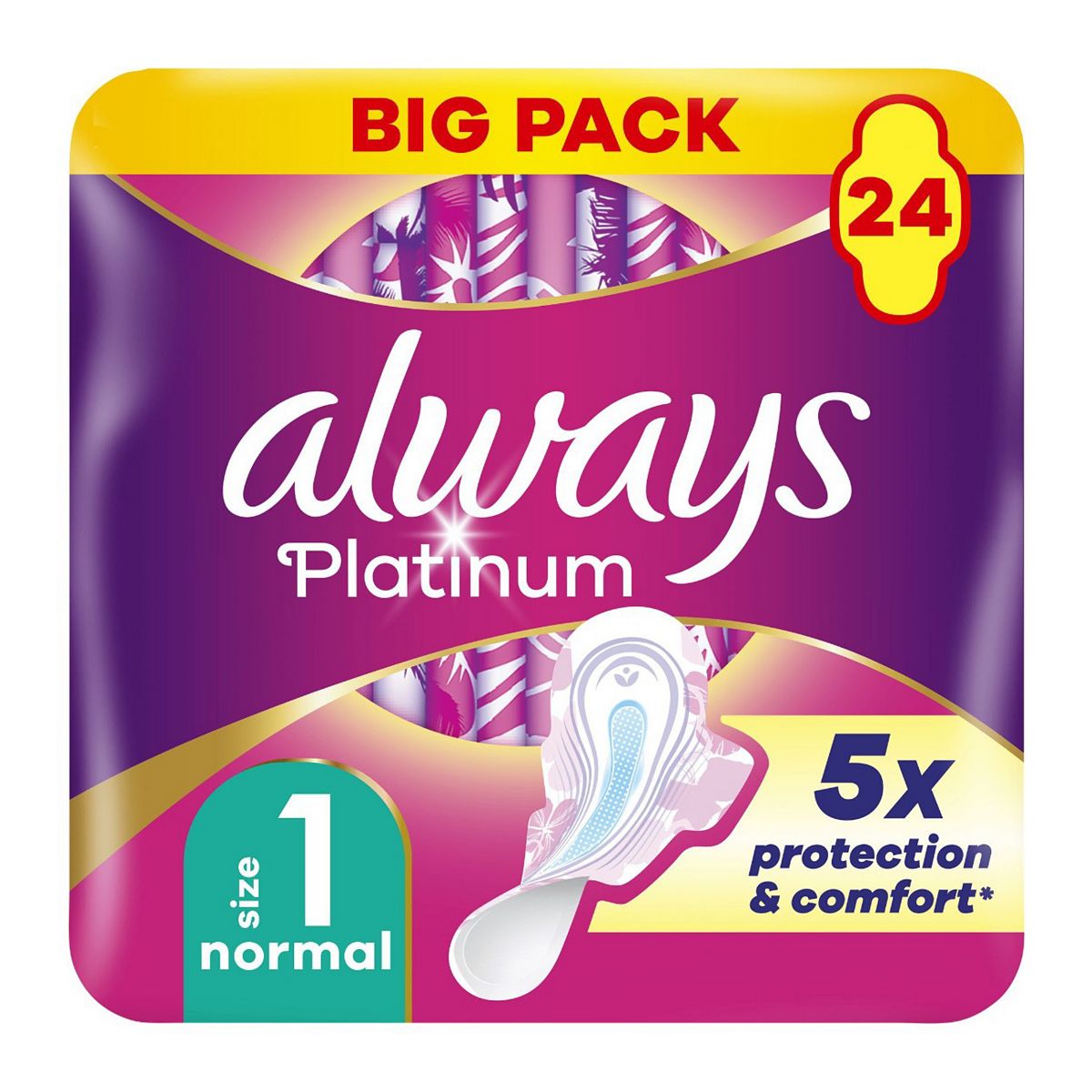Always Platinum Normal Sanitary Towels With Wings 24 Pads