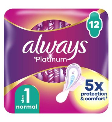 Always Platinum Normal (Size 1) Sanitary Towels Wings 12 Pads