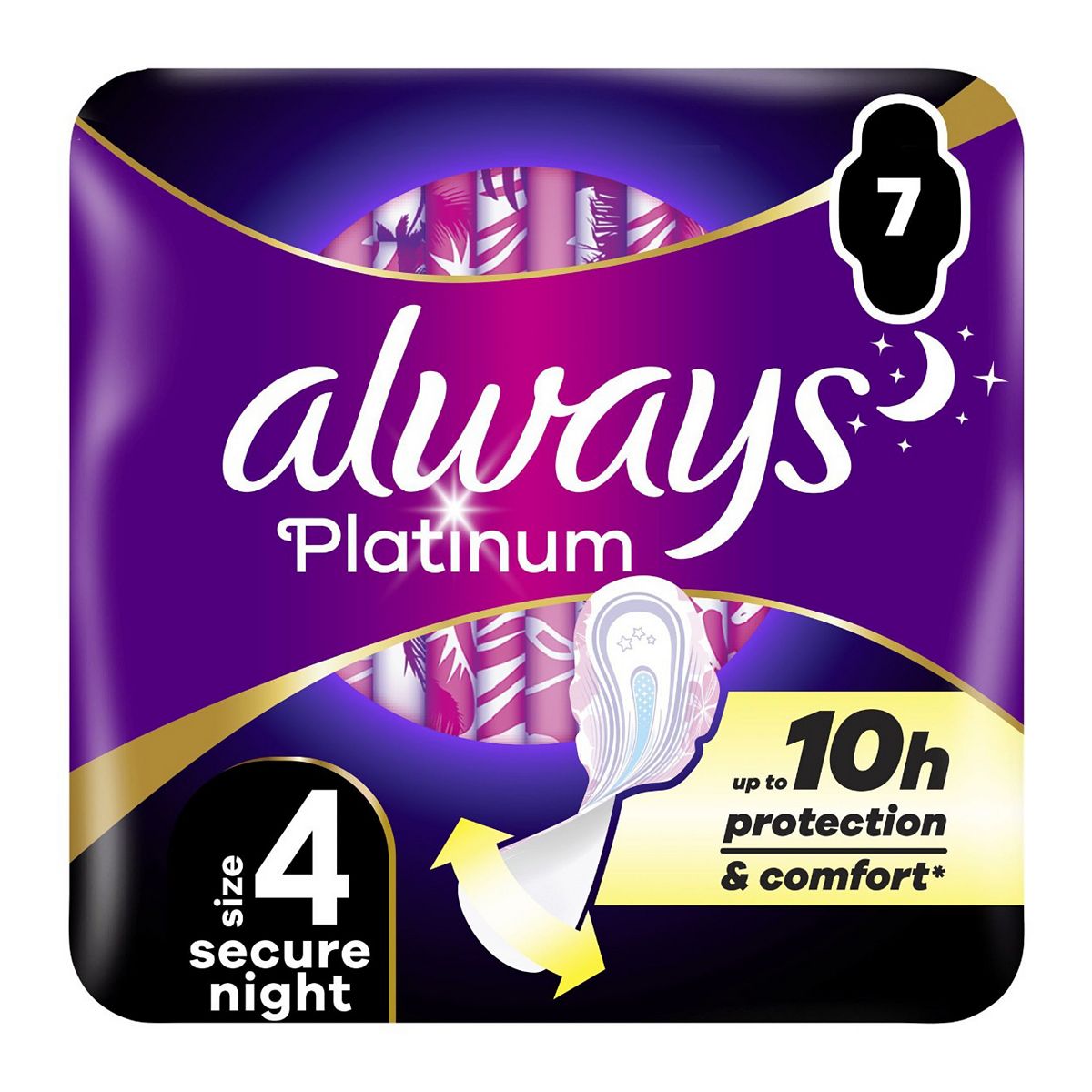 Always Platinum Secure Night (Size 4) Pads Wings 7 Sanitary Towels