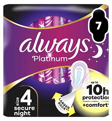 Always Platinum Secure Night (Size 4) Pads Wings 7 Sanitary Towels