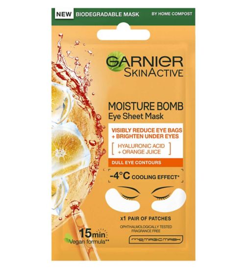 Garnier Moisture Bomb Hyaluronic Acid And Orange Juice Hydrating Brightening Eye Sheet Mask  6g