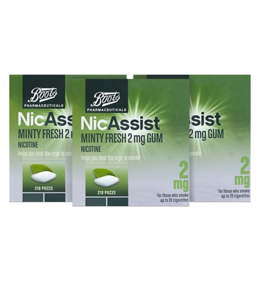 Boots NicAssist Minty Fresh 2 mg Gum 3 x 210 Pieces Bundle
