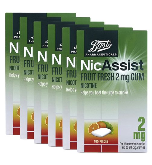 Boots NicAssist Fruit Fresh 2 mg Gum - 6 x 105 Pieces Bundle