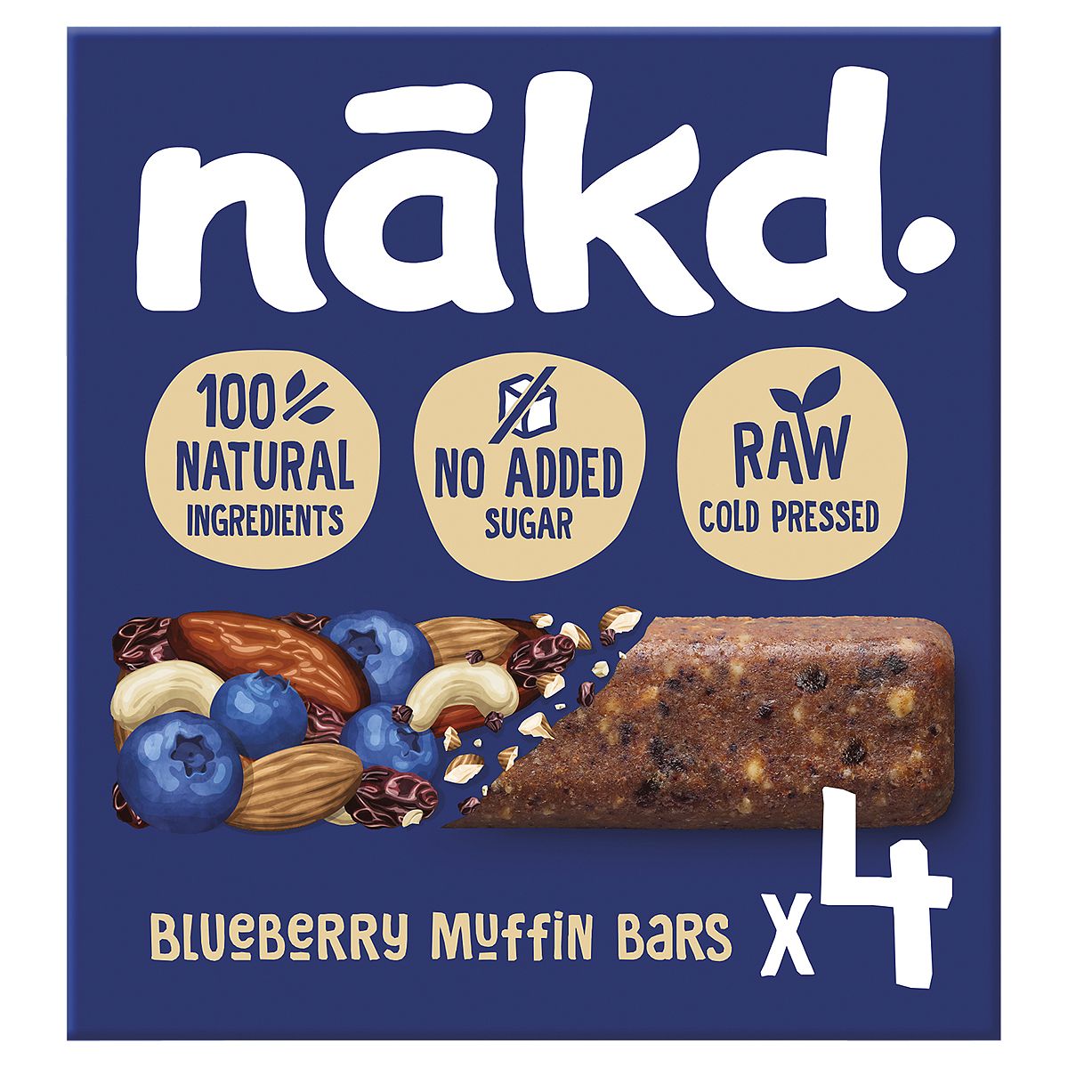 Nakd Raw Fruit & Nut Wholefood Bars Blueberry Muffin - 4 X 35G