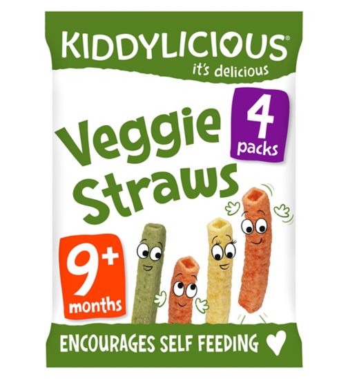 Kiddylicious Veggie Straws, Baby Snack, 9months+, Multipack, 4x12g