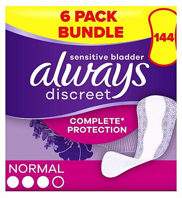 Always Discreet Incontinence Liners Normal - 144 Liners (6 pack bundle)