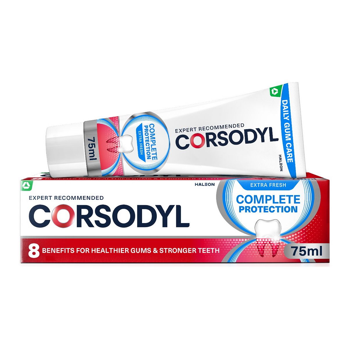Corsodyl Complete Protection Gum Care Whitening Toothpaste Extra Fresh 75ml
