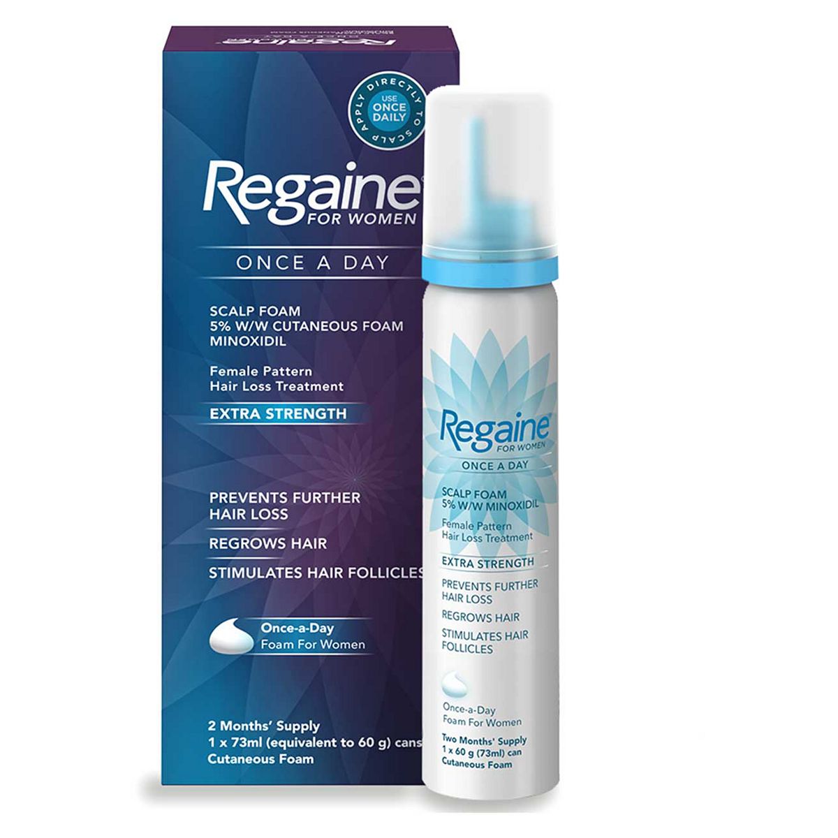 Regaine For Women Once A Day Scalp Foam 5% W/w Cutaneous – 60G (2 Months’ Supply)