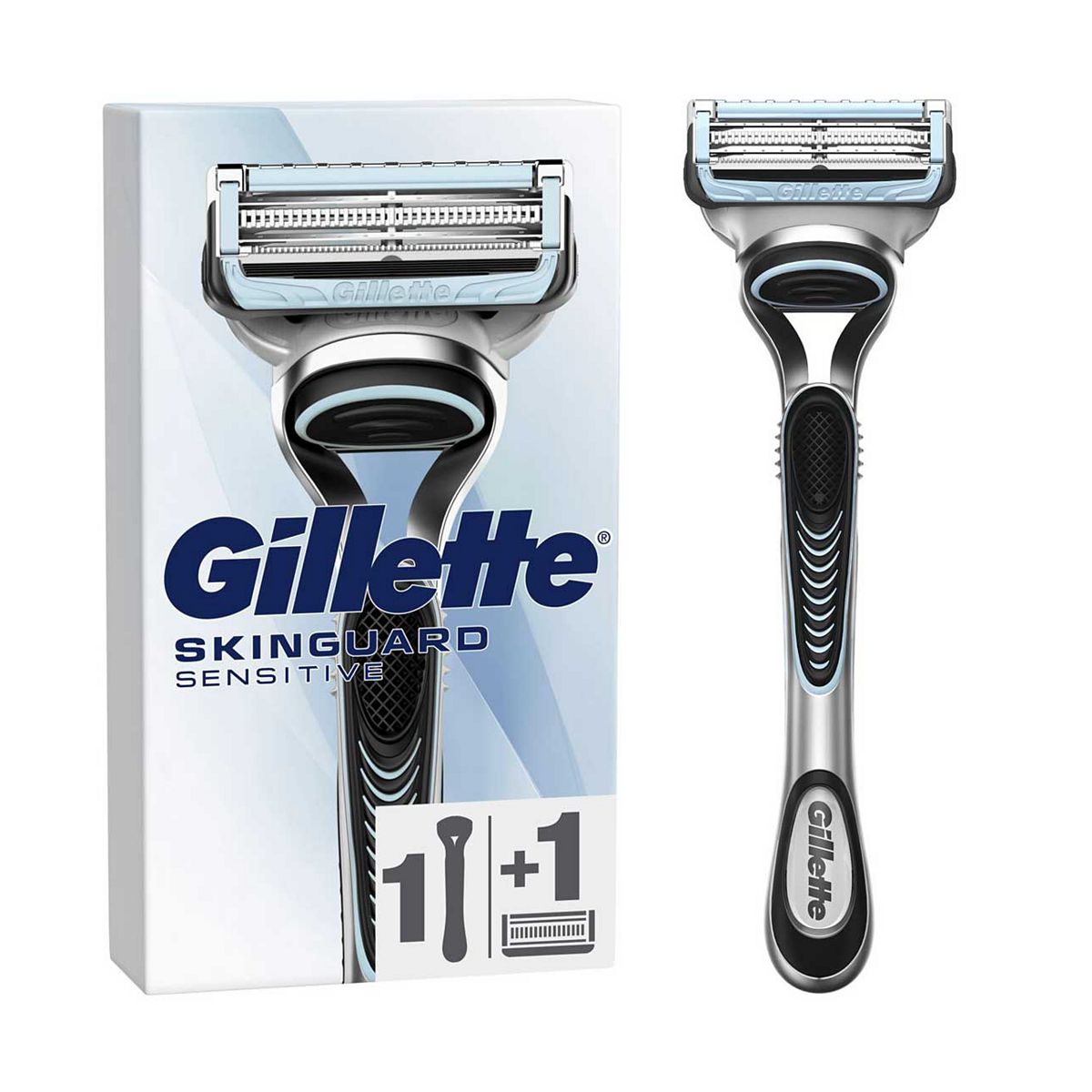 Gillette Skinguard Sensitive Men's Razor, 1 Handle, Blade Refills