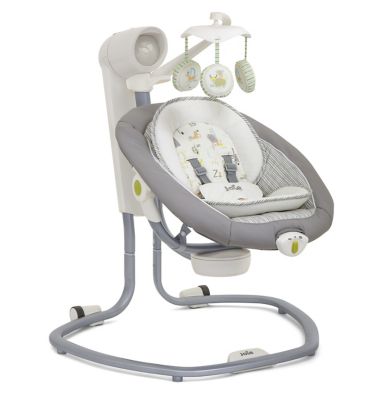 grey and white baby swing