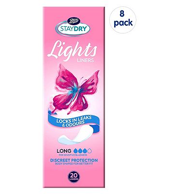 Staydry Lights Long Liners for Light Incontinence 8 Pack Bundle  160 Liners