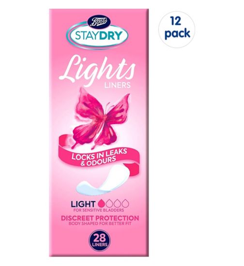Staydry Lights Light Liners for Light Incontinence - 20 Pack;Staydry Lights Light Liners for Light Incontinence - 28 Pack;Staydry Lights Light Liners for Light Incontinence 12 Pack Bundle – 336 Liners