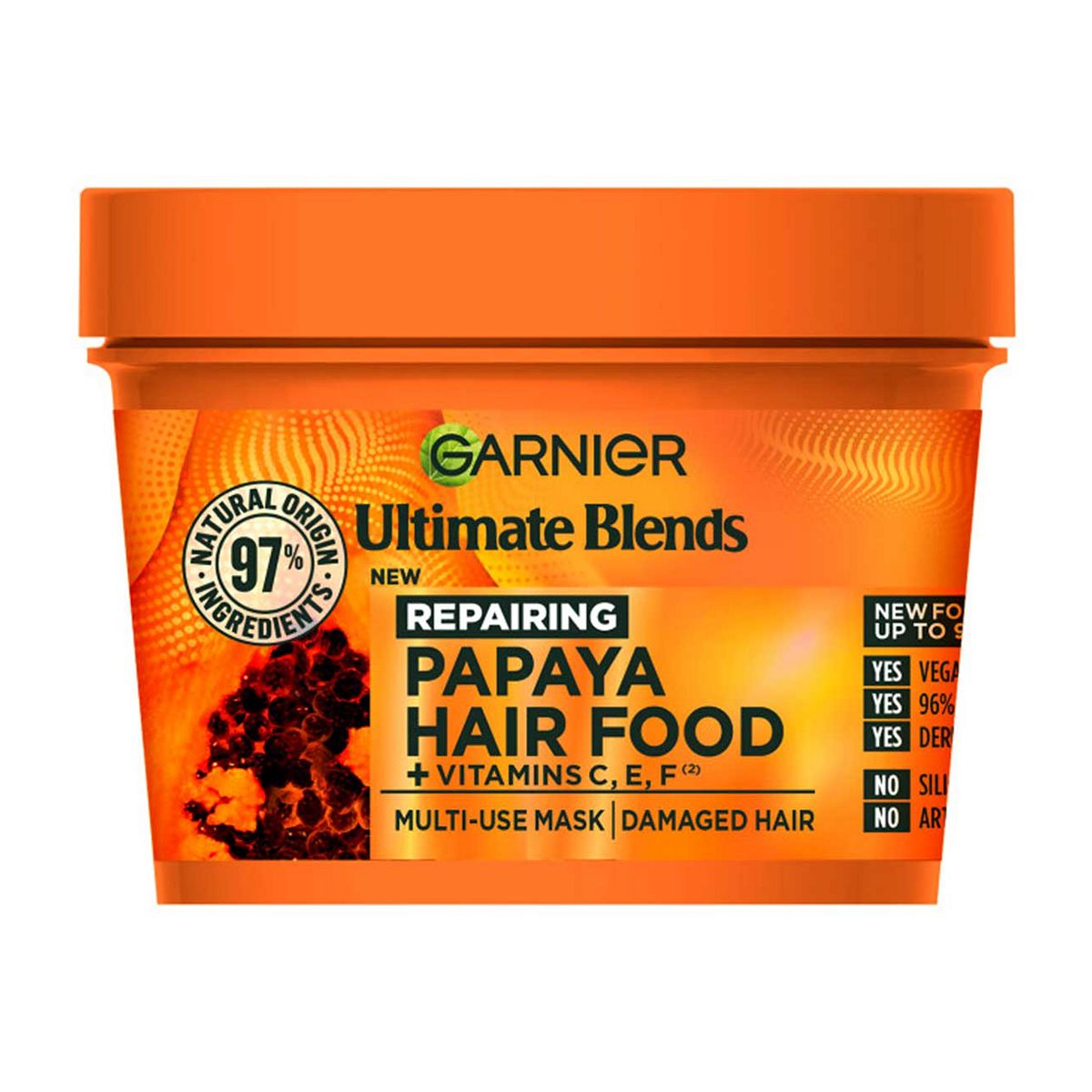 Garnier Ultimate Blends Hair Food, Papaya 3-In-1 Damaged Mask Treatment, 400ml