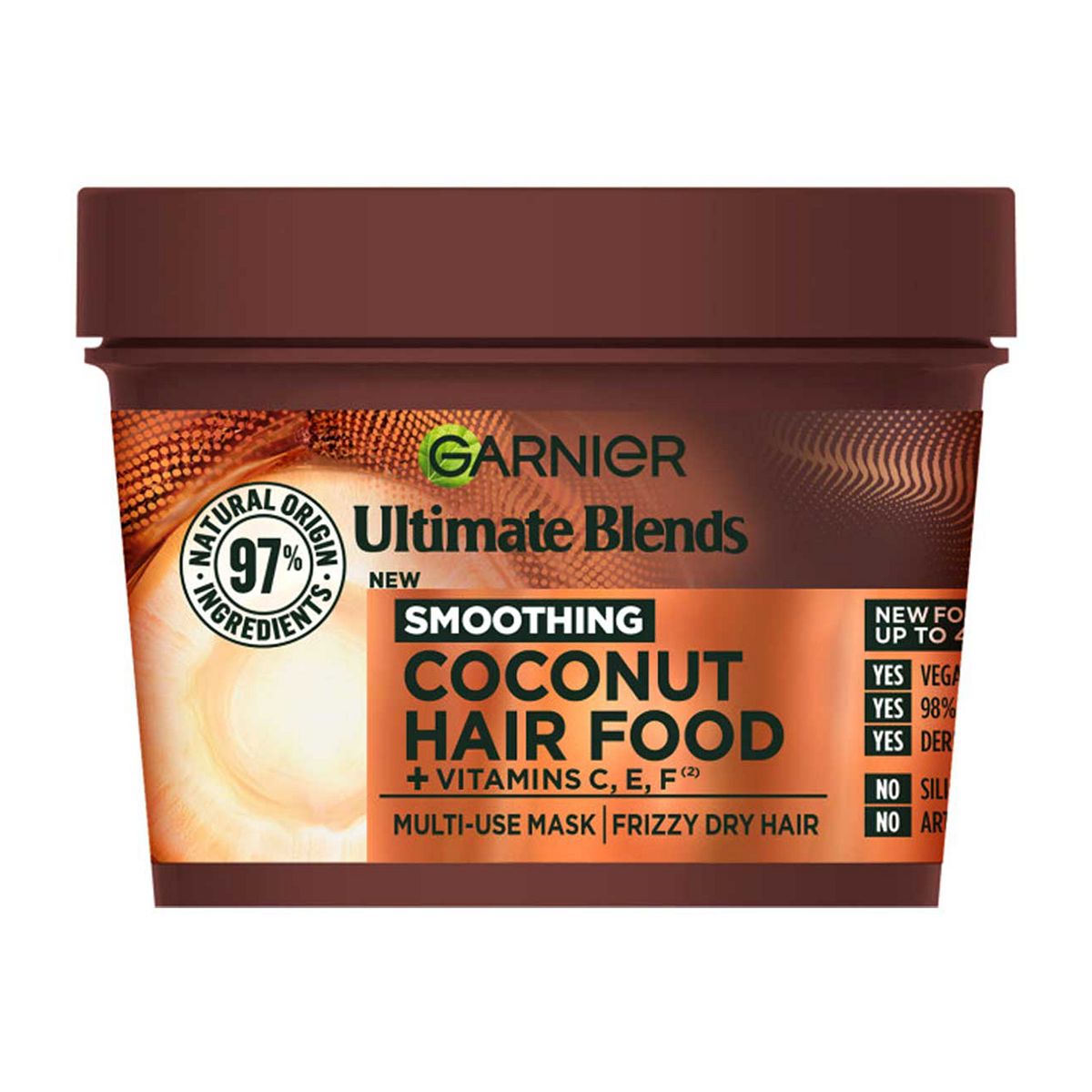 Garnier Ultimate Blends Hair Food, Coconut Oil 3-In-1 Frizzy Mask Treatment, 400ml