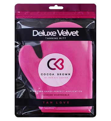 Cocoa Brown Velvet Thumb Tanning Mitt