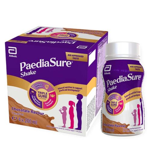 PaediaSure Shake Ready to Drink Nutritional Supplement with Multivitamins for Kids - Chocolate Flavour 4 x 200ml