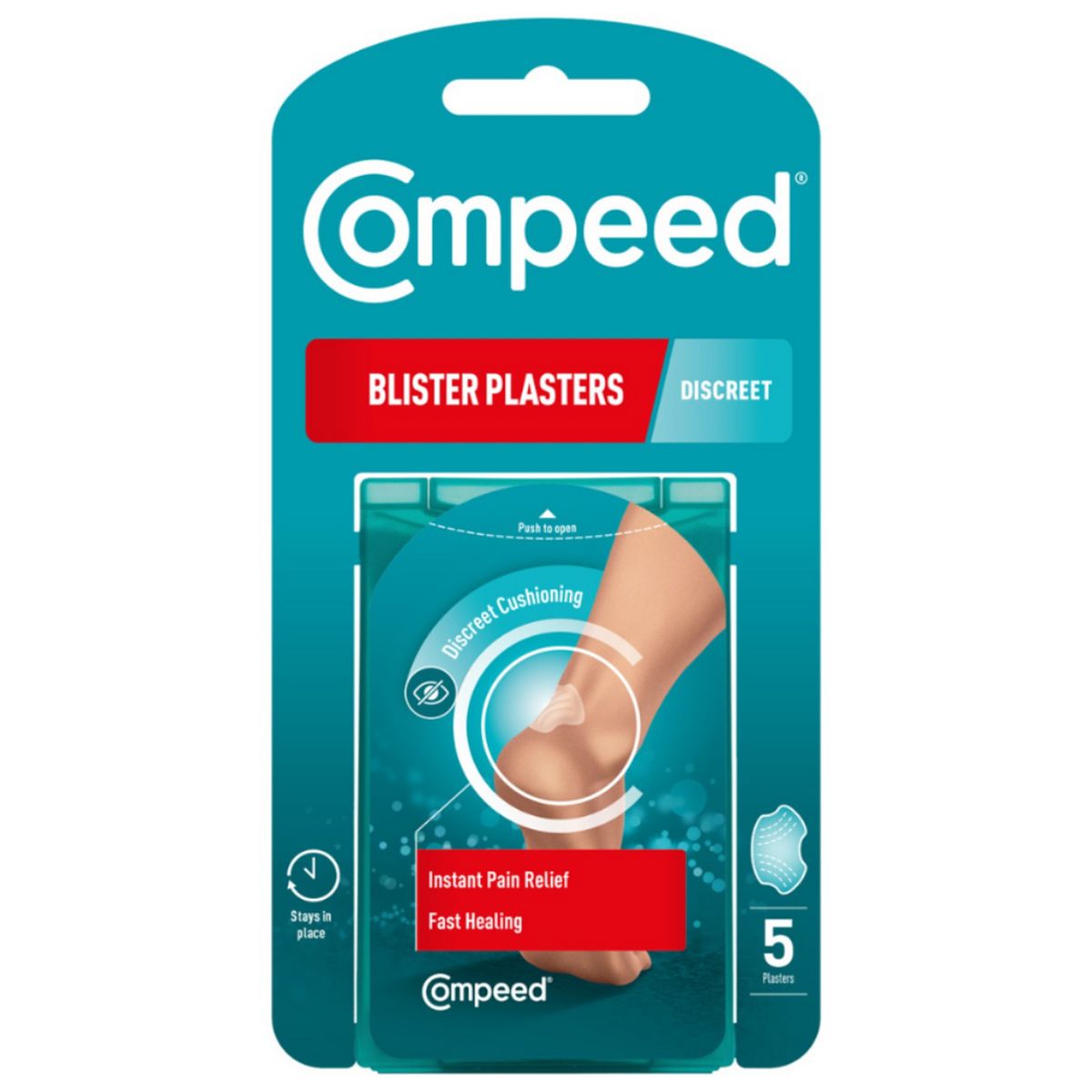 Compeed 5 Discreet Hydrocolloid Blister Plasters For Feet - Waterproof Deep Cushioned Comfort