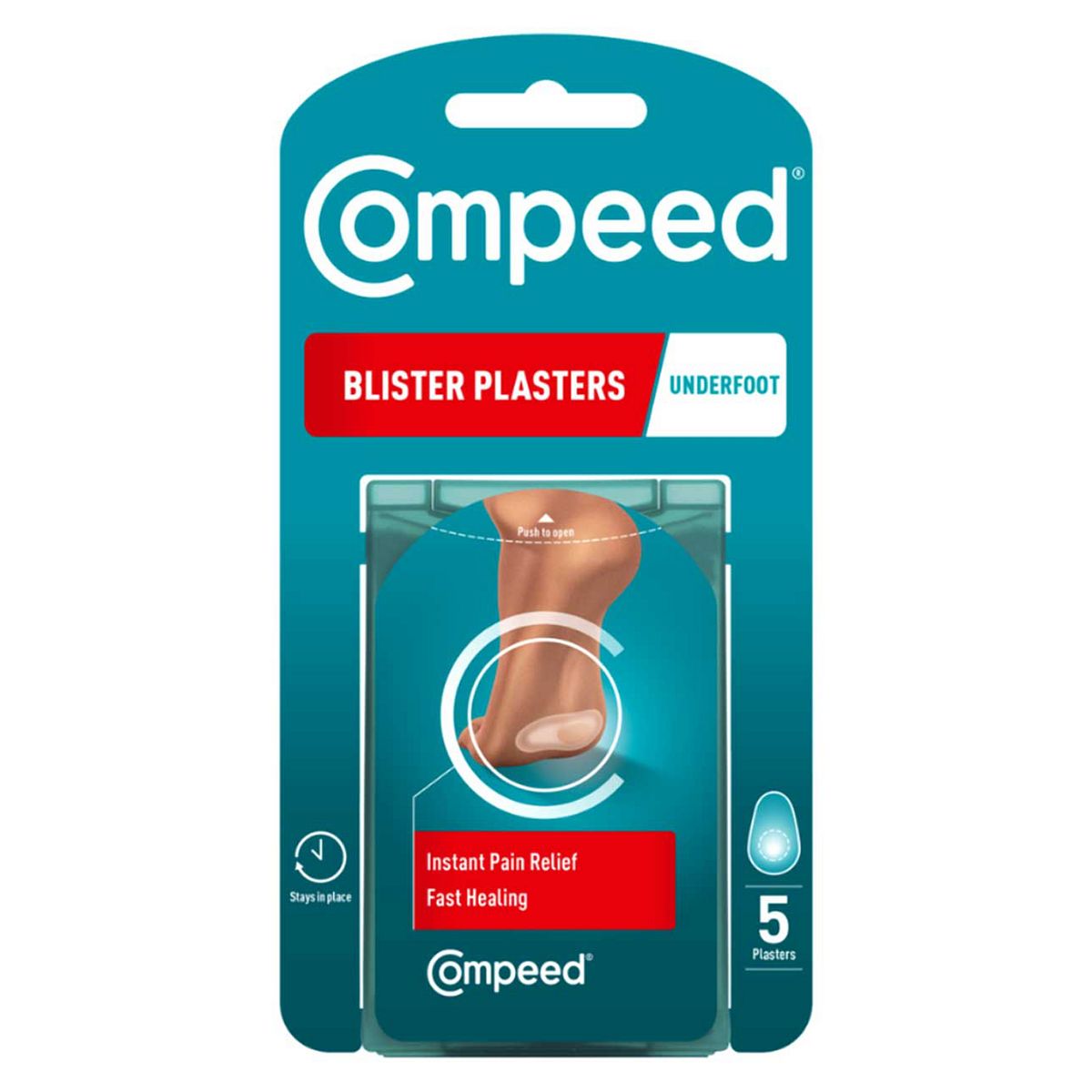 Compeed 5 Underfoot Hydrocolloid Blister Plasters For Feet - Waterproof Deep Cushioned Comfort