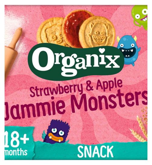 Organix Jammie Monsters Organic Jam Toddler Snack Biscuits Multipack 8x8g