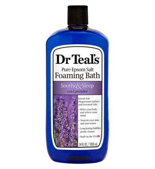 Dr Teal's Pure Epsom Salt Foaming Bath Soothe & Sleep with Lavender 1L | Boots