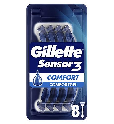 Gillette Sensor3 Comfort, Disposable Razors For Men, -Pack Razors