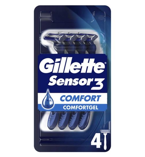 Gillette Sensor3 Comfort Men's Disposable Razor x4