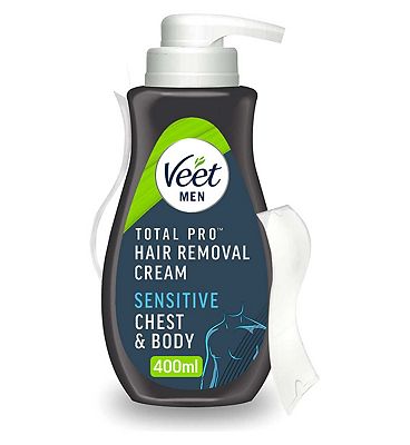 Veet Men Total Pro Hair Removal Cream Chest & Body Sensitive - 400ml