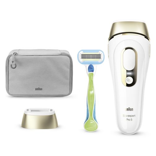 Braun Silk-expert Pro 5 PL5014 Latest Generation IPL- Permanent Hair Removal (White and Gold)