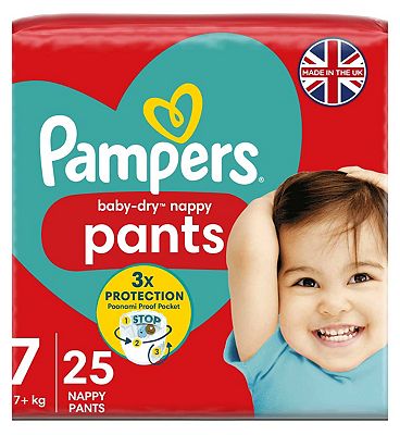 Pampers Baby Dry Nappy Pants Size 7 Essential Pack 25 per pack