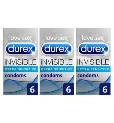 Durex Invisible Extra Thin Condoms Bundle (3 x 6 Pack);Durex Invisible Extra Thin Extra Sensitive Condoms - 6 Pack;Durex Invisible Extra Thin Extra Sensitive Condoms - 6 Pack