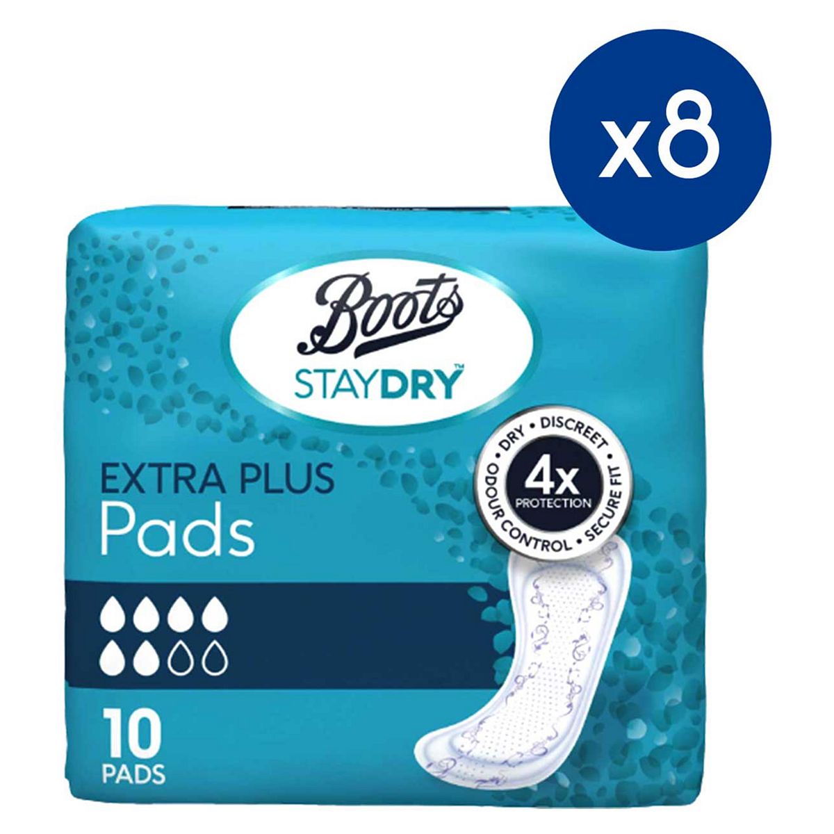 Staydry Extra Plus Liners For Moderate Incontinence 8 Pack Bundle – 80