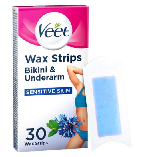 Veet Wax Strips Bikini & Underarms for Sensitive Skin x30