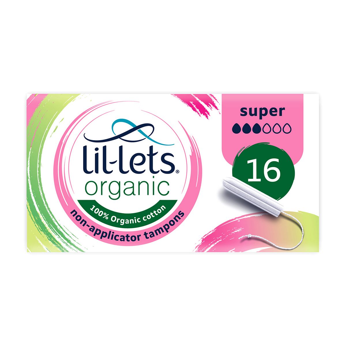 Lil-Lets Organic Non-Applicator Tampons Super 16 Pack