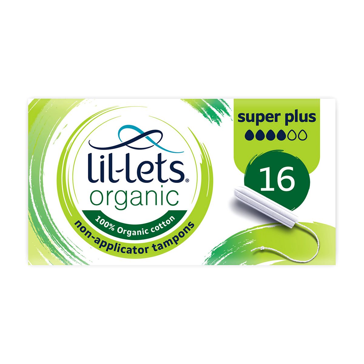Lil-Lets Organic Non-Applicator Tampons Super Plus 16 Pack