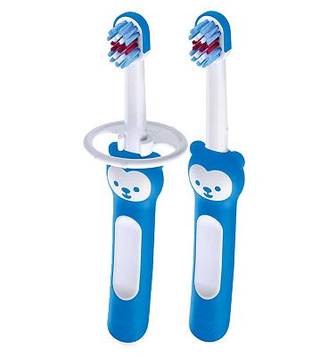 MAM Babys Brush with Safety Shield - Double Pack - Blue