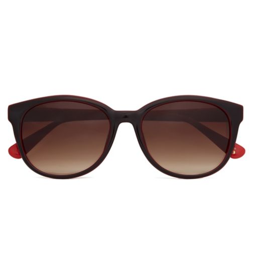 Joules Sunglasses Women Round Brown/Red frame