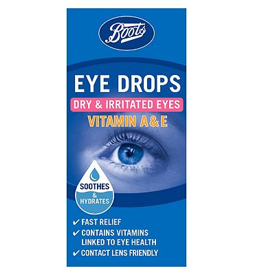 Boots Eye Drops Dry & Irritated Eyes Vitamin A & E - 15ml