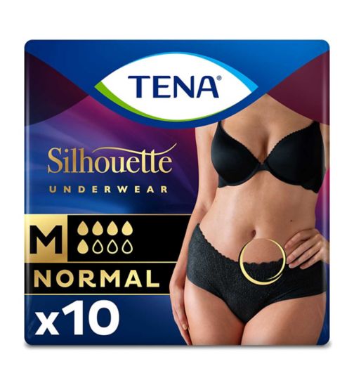 TENA Lady Silhouette Normal Black Incontinence Pants Medium - 10 pack