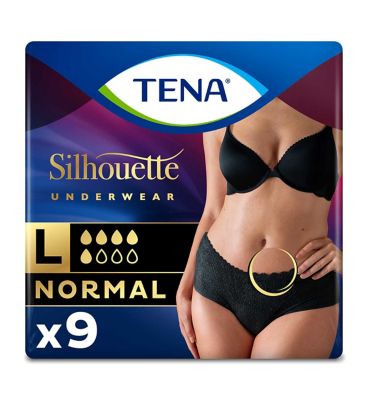 TENA Lady Silhouette Normal Black Incontinence Pants Large - 9 pack