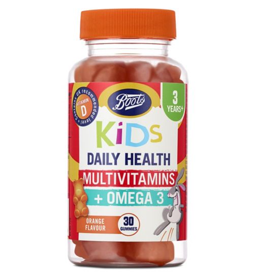 Boots Kids Daily Health Multivitamins + Omega 3 - 30 Orange Flavour Gummies