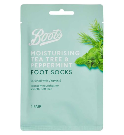Boots Tea Tree & Peppermint Moisturising Foot Socks - 1 pair