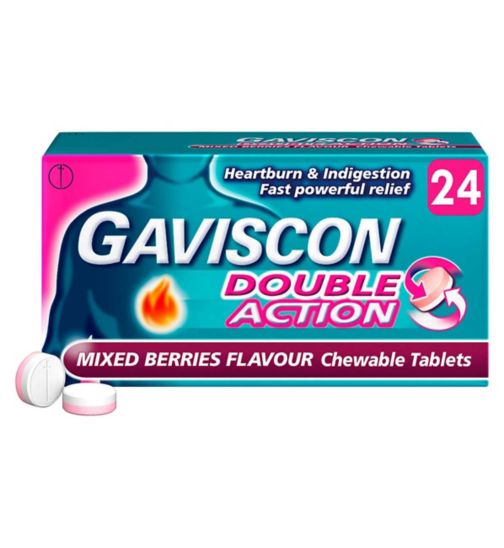 Gaviscon Double Action Heartburn & Indigestion Mixed Berries Flavour Tablets x24
