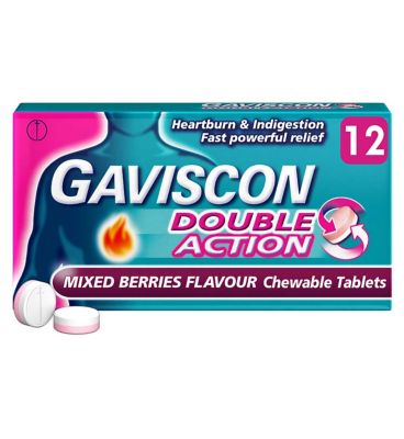Gaviscon Double Action Mixed Berries Flavour 12 Chewable Tablets
